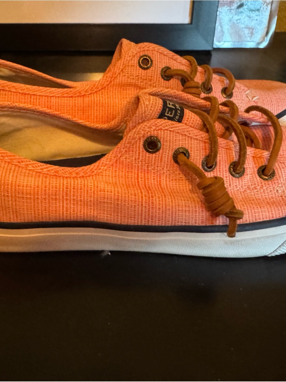 Sperry woman’s coral Canvas Lace-Up Sneakers